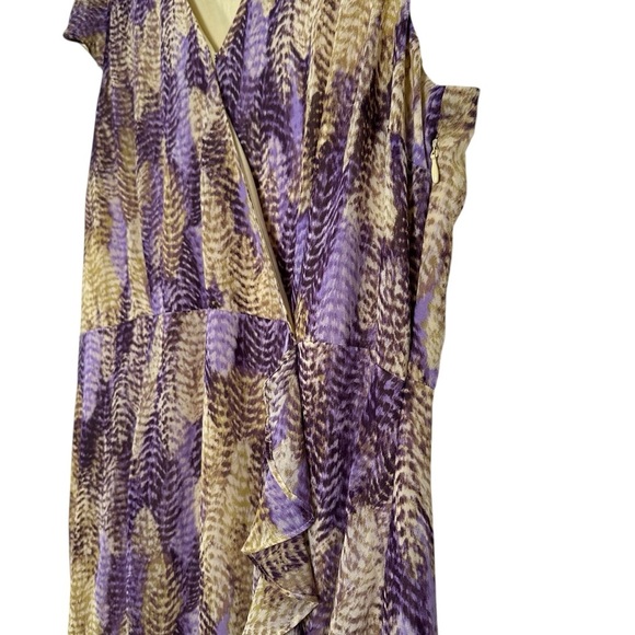 Haute Hippie XL Purple and Yellow Feather Tiered Ruffle Flowy Maxi Boho Dress - Picture 5 of 10